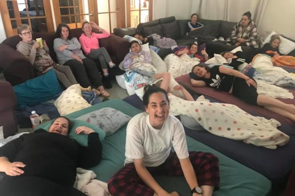 In October 2021 women were sleeping wherever they could while participating in Shalom’s women’s program.