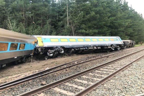 The derailed train.