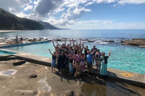 The SOPS group after a swim at Coalcliff ocean pool in the Illawarra.