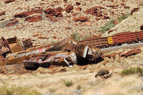 An autonomous Rio Tinto iron ore train has crashed in WA’s Pilbara region, about 80 kilometres from Karratha.