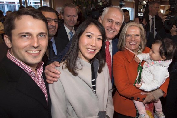 The Turnbulls visit to Hurstville: Alex, Yvonne, granddaughter Isla, Malcolm and Lucy Turnbull. 
