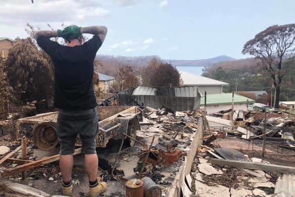Anthony Brennan returns to the ruins of his Conjola home.