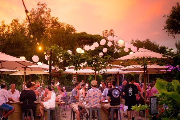 The beer garden at North Byron Hotel.