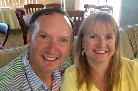 Walcha sheep grazier Mathew Dunbar with partner Natasha Beth Darcy, who is on trial for his murder.