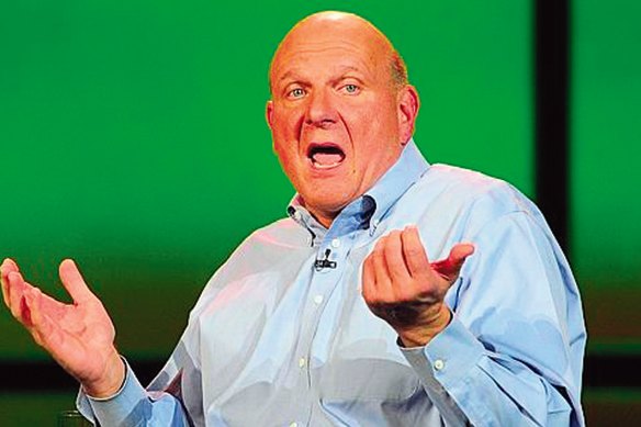 Former Microsoft chief Steve Ballmer takes a break from dancing. 
