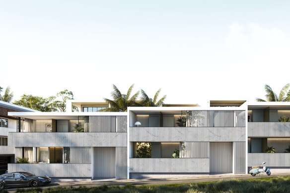 An artist’s impression of 16 Asher Street, Coogee. Critics have compared the finished building to a substation and a car park.