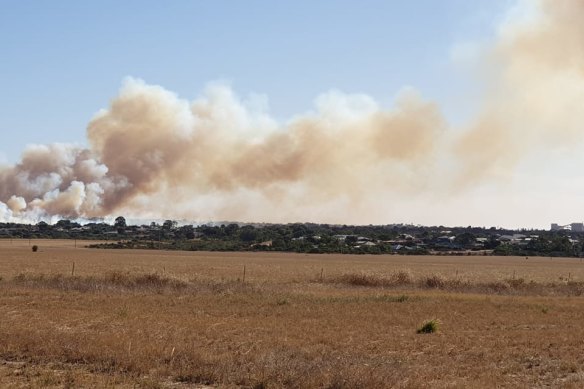 A bushfire emergency warning has been issued in Geraldton for people in an area bounded by Flores Road, Eighth Street, Place Road and North West Coastal Highway in Wonthella.