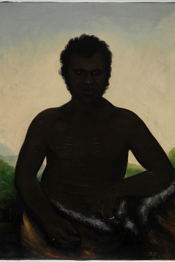 Portrait painting of Derrimut painted by Benjamin Duterrau in 1837.