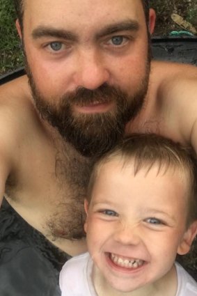Julian Hohnen, 7, and his father Maike Hohnen, 39.