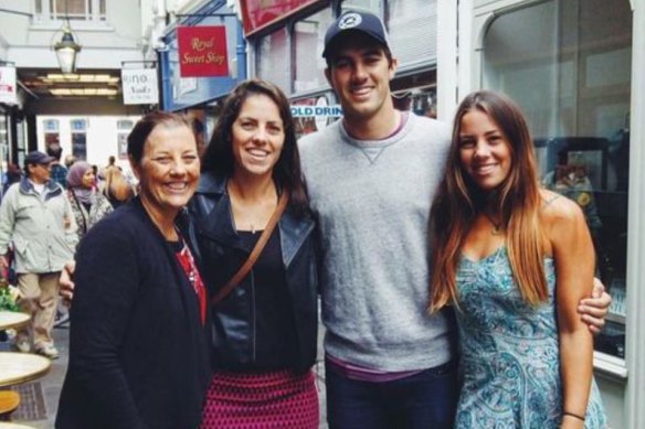 Pat Cummins with his mum Maria, and sisters Laura and Kara.