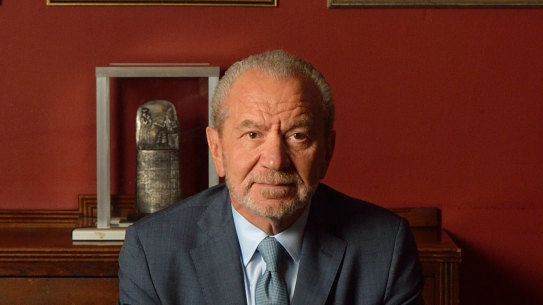 Lord Alan Sugar poses for portrait before addressing The Cambridge Union Society in 2016.