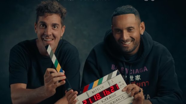 Thanasi Kokkinakis and Nick Kyrgios during the filming of Break Point.