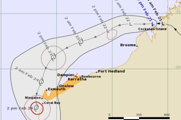 The ex-Tropical Cyclone Lincoln forecast tracking map as of Wednesday afternoon. 