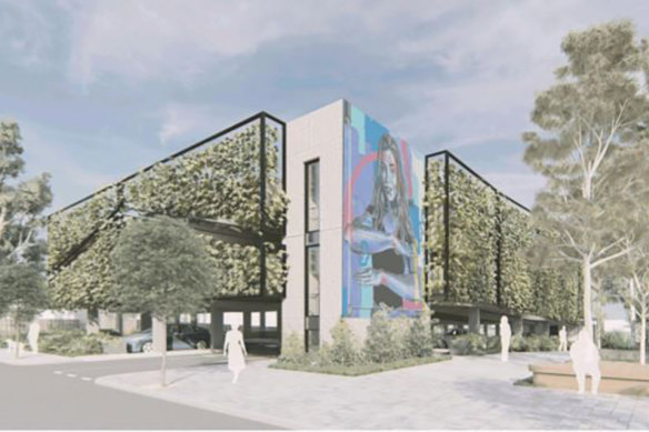 Bayside Council’s renders of the Morrison government’s proposed commuter car park near Hampton train station. 