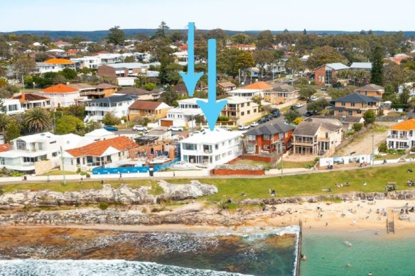 A waterfront home in Cronulla sold for $7.4 million last year, while the home across the street sold for $4.65 million.