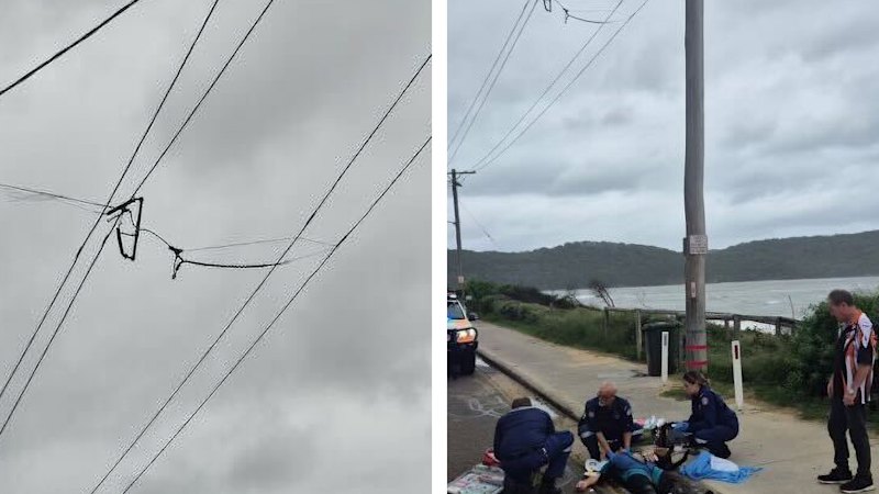 Kite surfer blown onto powerlines as wind and rain smash NSW coast