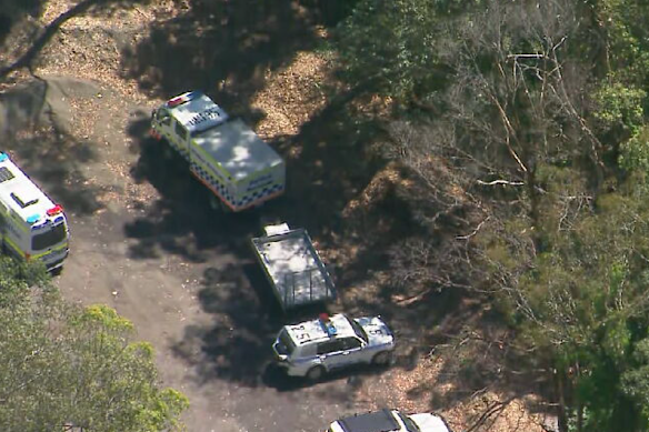 First responders at the rural property in Terragon last week, after the body was discovered.