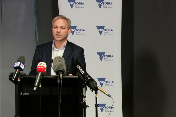 Victoria’s Chief Health Officer Brett Sutton addressing the media on Friday morning. 