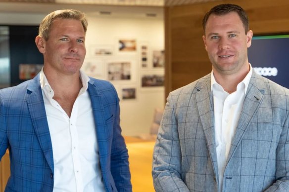 Gareth Hales, left, and Charles Hales, who sold the office design firm Unispace in 2021 for $300 million.