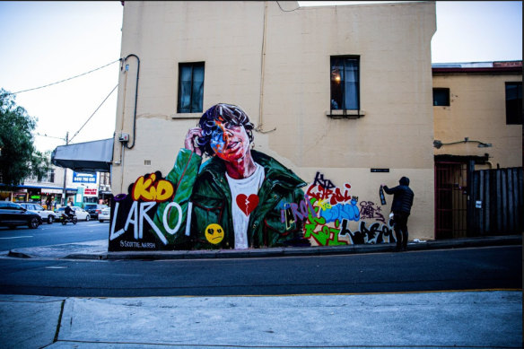 Street artist Scott Marsh’s The Kid Laroi mural in Chapel Lane, Waterloo.