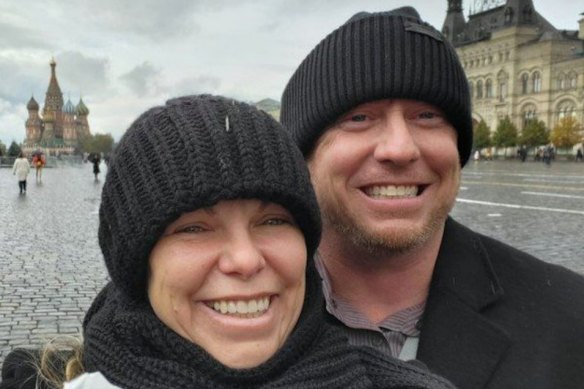 DeAnna and Derek Huffman in Red Square, Moscow.