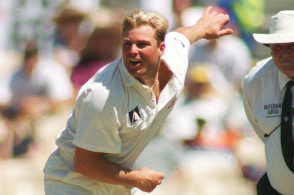 Shane Warne in full flight.