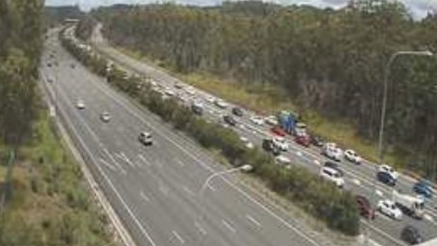 Northbound congestion on the M1 stretched back about six kilometres by 12.30pm.