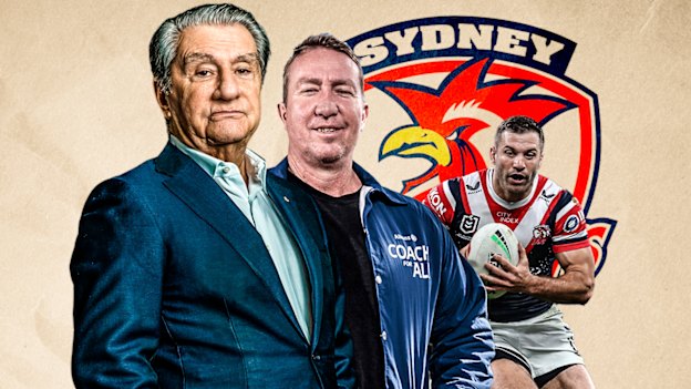 Leading the pack ... Nick Politis, Trent Robinson and James Tedesco.