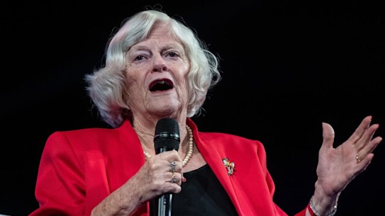 Ann Widdecombe speaks during the Reform UK 2024 National Conference.