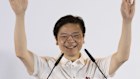Lawrence Wong, Singapore’s prime minister, celebrates victory.