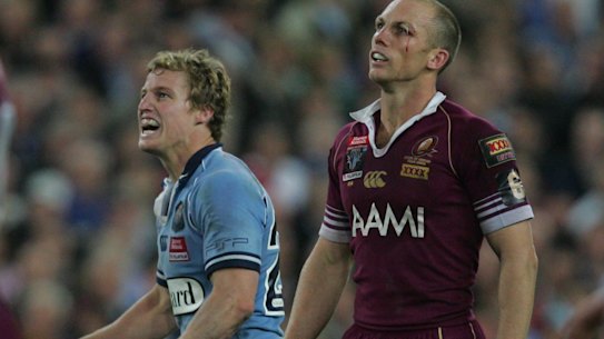 Glory days: Brett Finch kicks NSW to victory in the opening match of the 2006 State of Origin series.