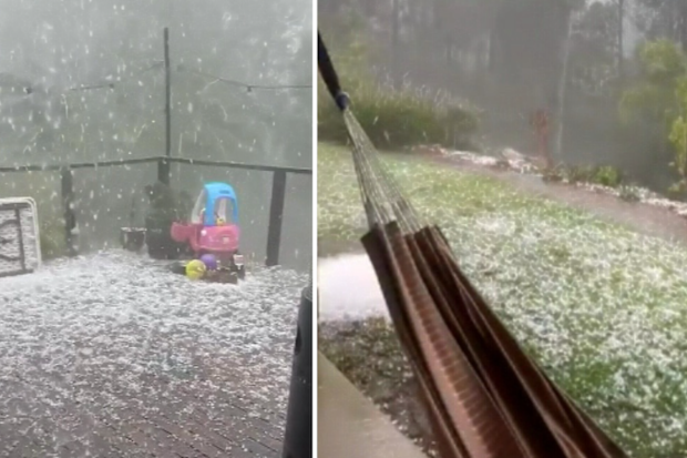 Queensland residents took to social media to post videos of their backyards filled with thick hail which resembled snow.
