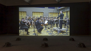 Installation view of Muted Situation #22: Muted Tchaikovsky's 5th by Samson Young.