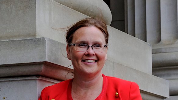 Jane Garrett outside State Parliament.