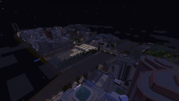 That's the Yarra and Flinders Street Station, in a Minecraft world.