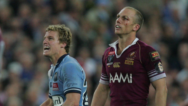 Glory days: Brett Finch kicks NSW to victory in the opening match of the 2006 State of Origin series.