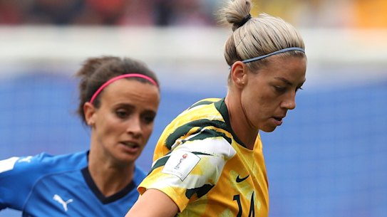 Alanna Kennedy in action against Italy. The Australian defender says the Matildas have put the loss to the Azzure behind them.
