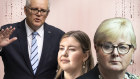 Scott Morrison, Brittany Higgins and Linda Reynolds.