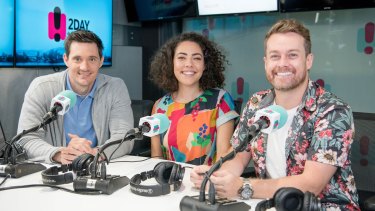 Axed: 2Day FM breakfast's Ed Kavalee, Ash London and Grant Denyer.