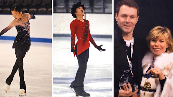 Washington air crash victims (from left): skaters Jinna Han and Spencer Lane, and coaches Vadim Naumov (left) and Evgenia Shishkova.