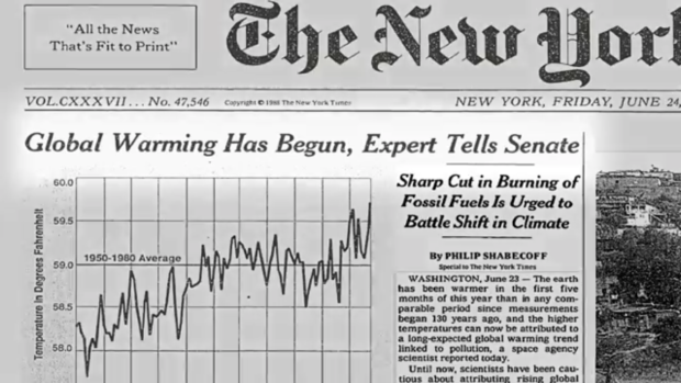 How the New York Times covered the 1988 speech by James Hansen.