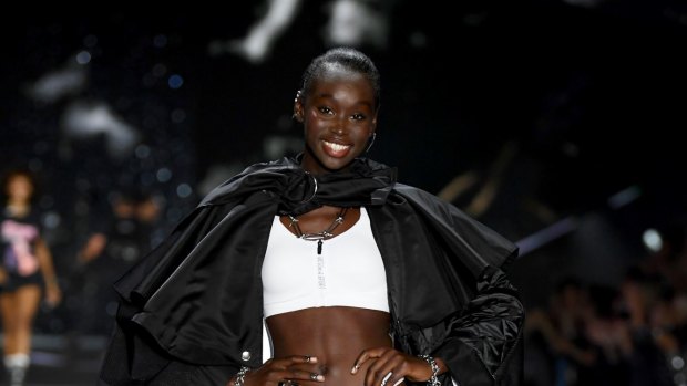 Subah Koj walks the runway during the 2018 Victoria's Secret Fashion Show at Pier 94 on November 8, 2018 in New York City. 