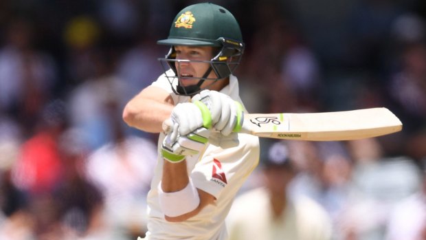 Under the pump: Captain Tim Paine fell cheaply as Pakistan ran through Australia's middle and lower order.