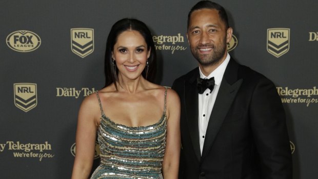 Benji Marshall, pictured with wife Zoe, won’t be playing this weekend.