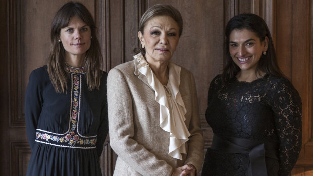 Pahlavi (centre) with her book’s authors, Miranda Darling (left) and Viola Raikhel-Bolot.