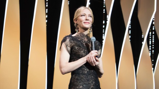 Jury president Cate Blanchett appears on stage at the opening ceremony of the 71st international film festival, Cannes.