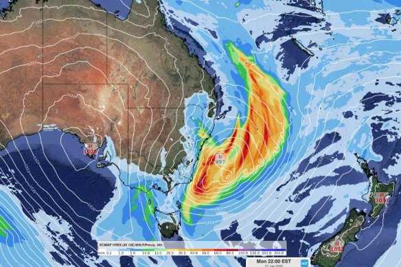 The main European weather forecasting model is one of those indicating another low pressure will form off the eastern Australian coast early next week.