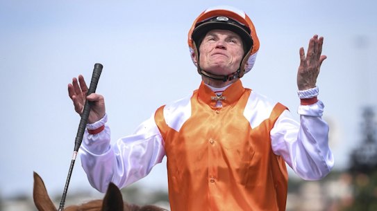 Jockey Craig Williams after winning the Melbourne Cup on Vow and Declare.