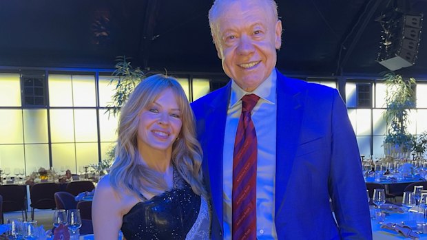 Kylie Minogue with Visy boss Anthony Pratt. Kylie Minogue was the guest performer at the annual Visy night at the Pratt family home in Kew.