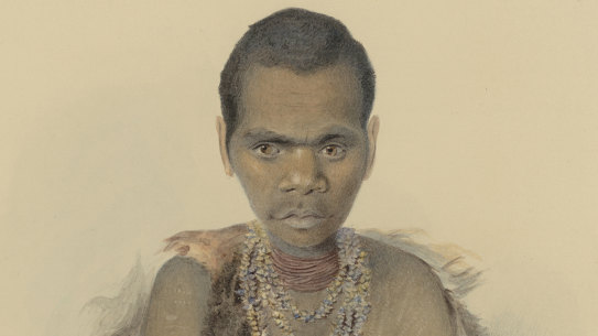 Truganini as painted by Thomas Bock in 1836. Copyright: The Trustees of the British Museum